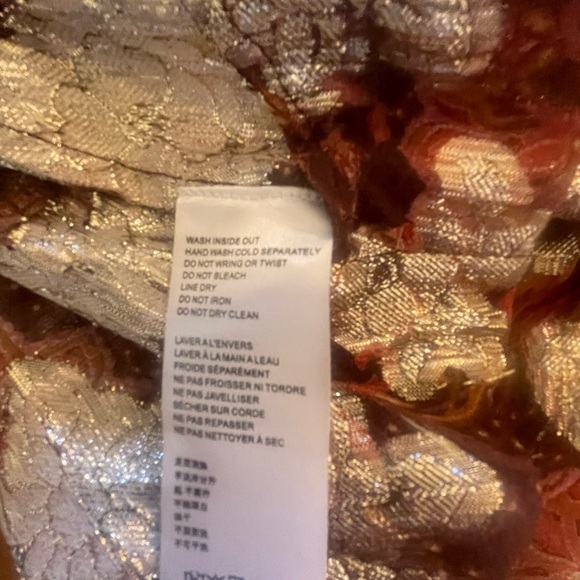 FREE PEOPLE Sheer bohemian oversized floral blouse size small gold Anthropology - Picture 10 of 11